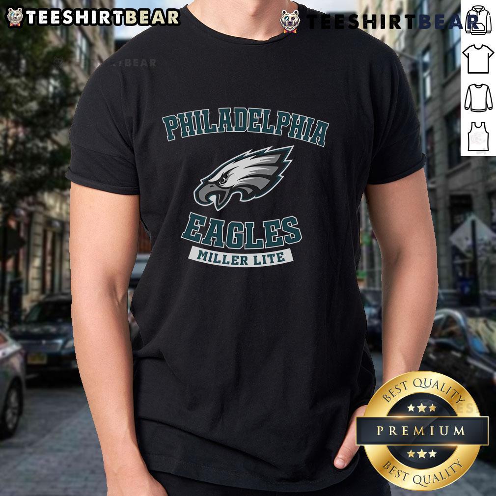 Official Philadelphia Football X Miller Lite T-Shirt featuring a bold design perfect for fans and game day celebrations.