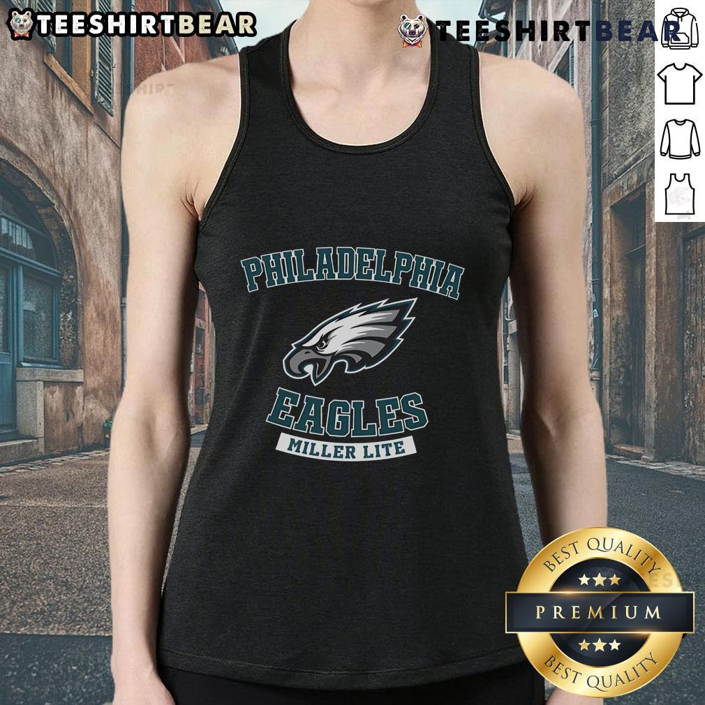 Official Philadelphia Football X Miller Lite tank top showcasing team pride and stylish design for fans.