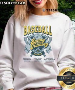 Official Professional Baseball 2023 Spring Training sweatshirt featuring Florida cities design in vibrant colors.