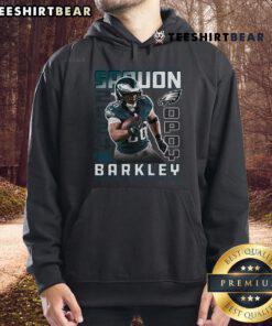 Saquon Barkley Black Hoodie, Philadelphia Eagles 2024 Offensive Player of the Year, stylish sportswear for fans.