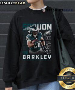 Official Saquon Barkley black sweatshirt, 2024 Offensive Player of the Year for Philadelphia Eagles, stylish sports apparel.