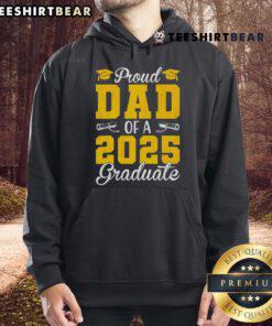 Official Senior 2025 Proud Dad of a 2025 Graduate Raglan Baseball Hoodie in navy and gray, perfect for graduation celebrations.