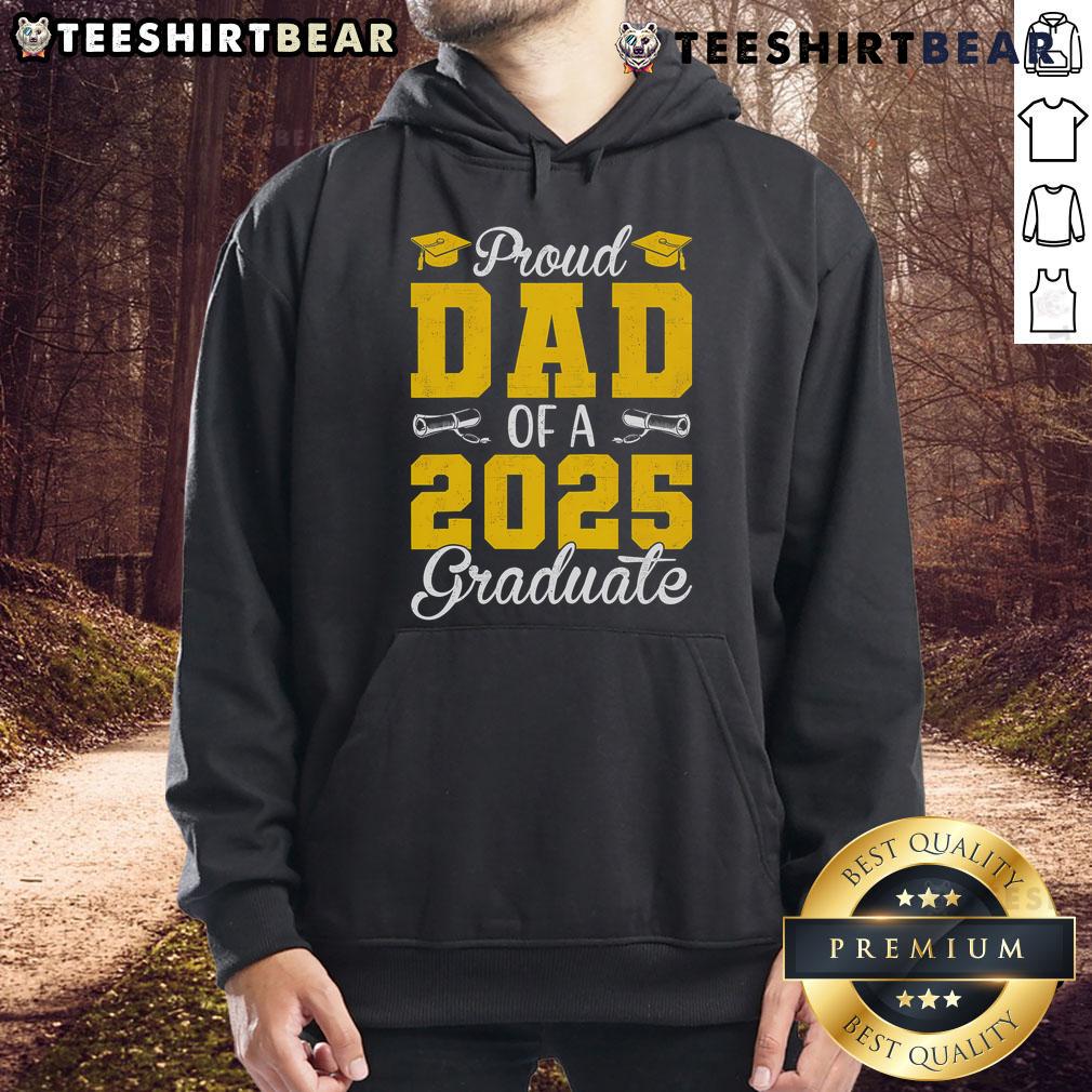 Official Senior 2025 Proud Dad of a 2025 Graduate Raglan Baseball Hoodie in navy and gray, perfect for graduation celebrations.