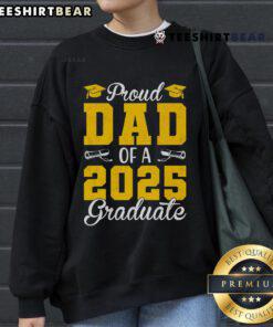 Proud Dad of a 2025 Graduate Raglan Baseball Sweatshirt in navy and gray, perfect for celebrating senior achievements.