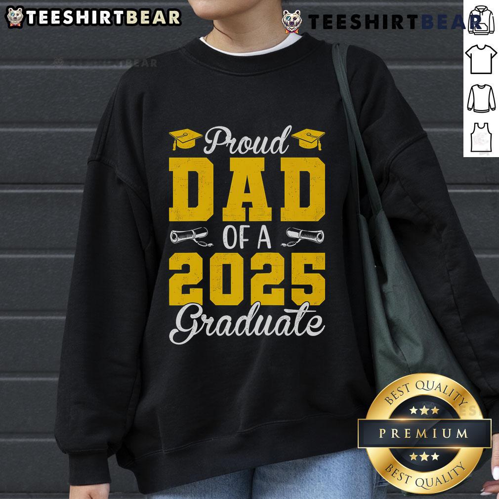 Proud Dad of a 2025 Graduate Raglan Baseball Sweatshirt in navy and gray, perfect for celebrating senior achievements.