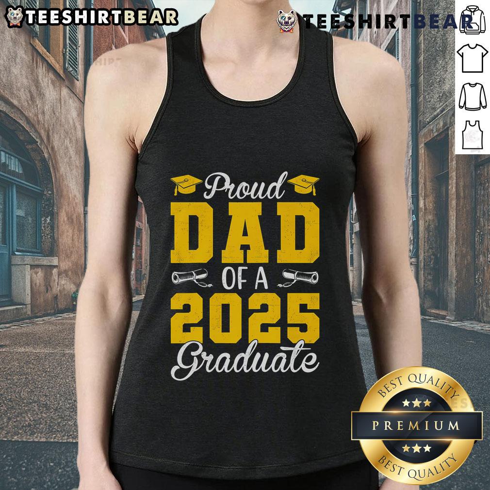 Official Senior 2025 Proud Dad of a 2025 Graduate Raglan Baseball Tank Top in a stylish design perfect for celebrations.