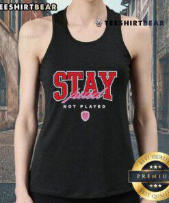 Alt Text: Official Stay Paid Not Played tank top featuring bold text design, perfect for casual summer outfits.