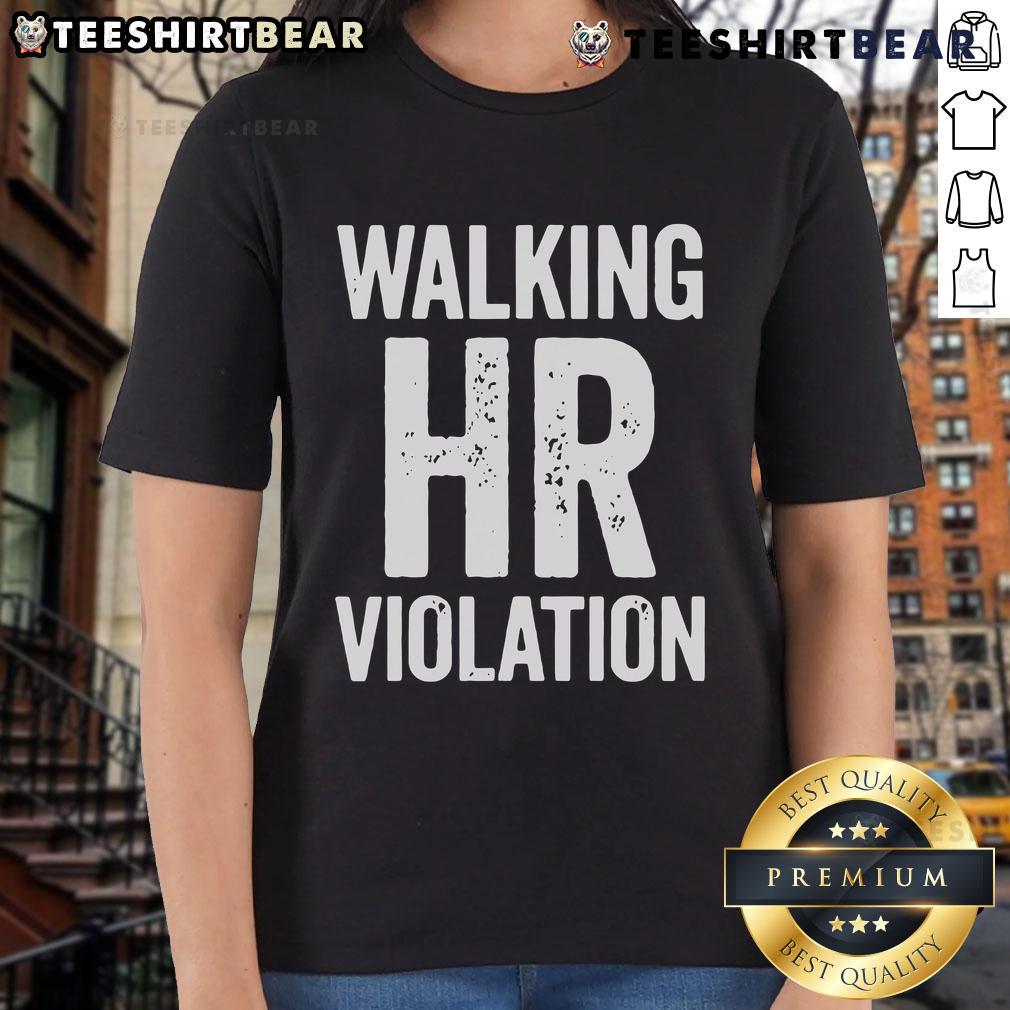 Vintage ladies' tee featuring 'Official Walking HR Violation' design, perfect for humor in human resources.