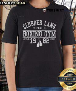 Original Clubber Lang Boxing Gym 1982 ladies tee featuring a vintage design and vibrant colors for boxing enthusiasts.