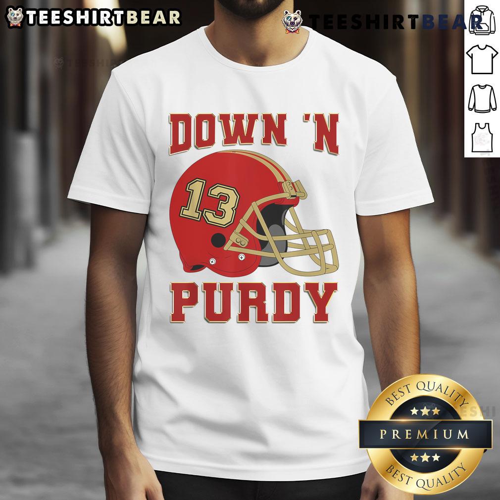 Premium Down N Purdy 13 Purdy American Quarterback T-Shirt featuring bold graphics and high-quality fabric for fans.