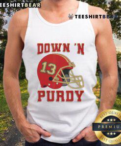 Premium Down N Purdy 13 Tank Top featuring the Purdy American quarterback design for stylish sportswear enthusiasts.