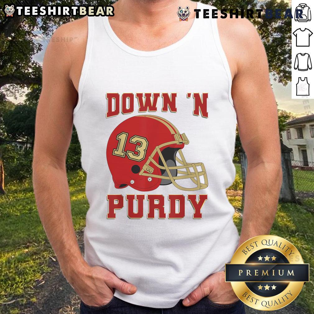 Premium Down N Purdy 13 Tank Top featuring the Purdy American quarterback design for stylish sportswear enthusiasts.