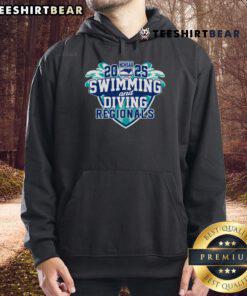 Premium NCHSAA Swimming and Diving Regional 2025 hoodie in navy blue, featuring the event logo and sporty design.