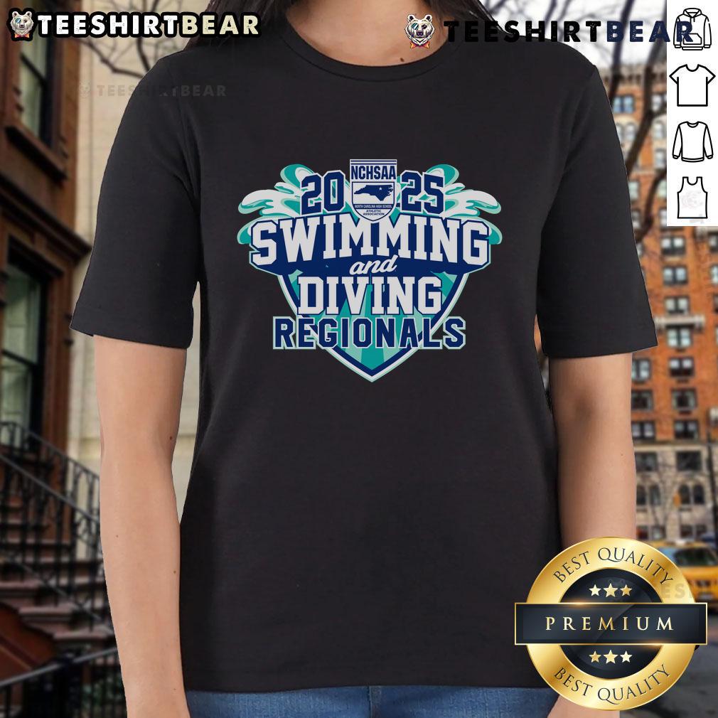 Premium NCHSAA Swimming and Diving Regional 2025 Ladies Tee featuring vibrant design and comfortable fit for athletes.