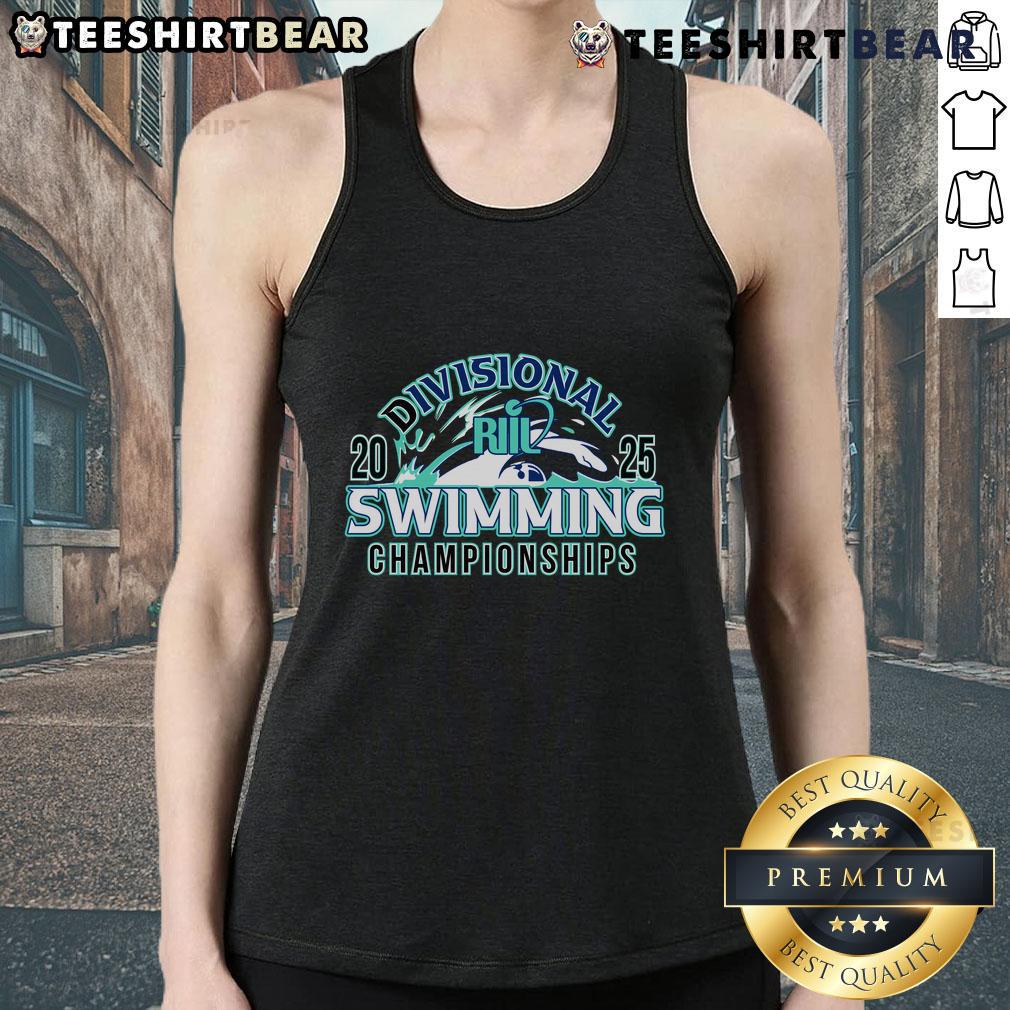 Premium Riil Swimming Divisional Championships 2025 tank top featuring vibrant colors and bold championship logo design.
