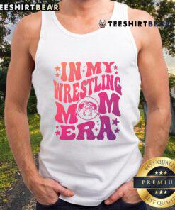 Groovy retro tank top featuring 'Pretty In My Wrestling Mom Era' design, perfect for fans of vintage wrestling style.