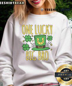 Pretty One Lucky Big Bro St. Patrick's Day sweatshirt featuring festive green design and playful text for big brothers.