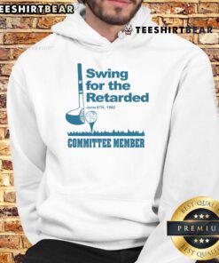 Alt Text: Vintage hoodie featuring Pretty Swing for the Retarded Committee Member design, dated June 6th, 1982.