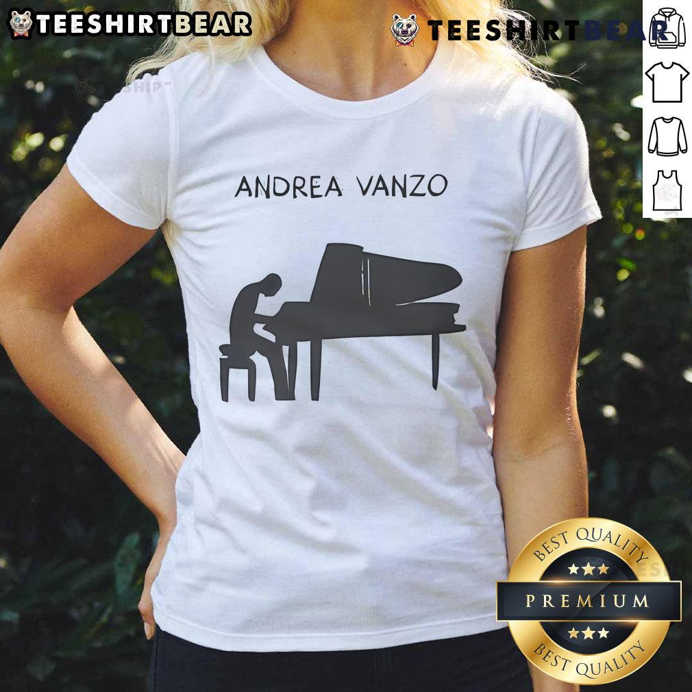 Top Andrea Vanzo Eco Piano Ladies Tee featuring a stylish piano graphic on eco-friendly fabric for women.