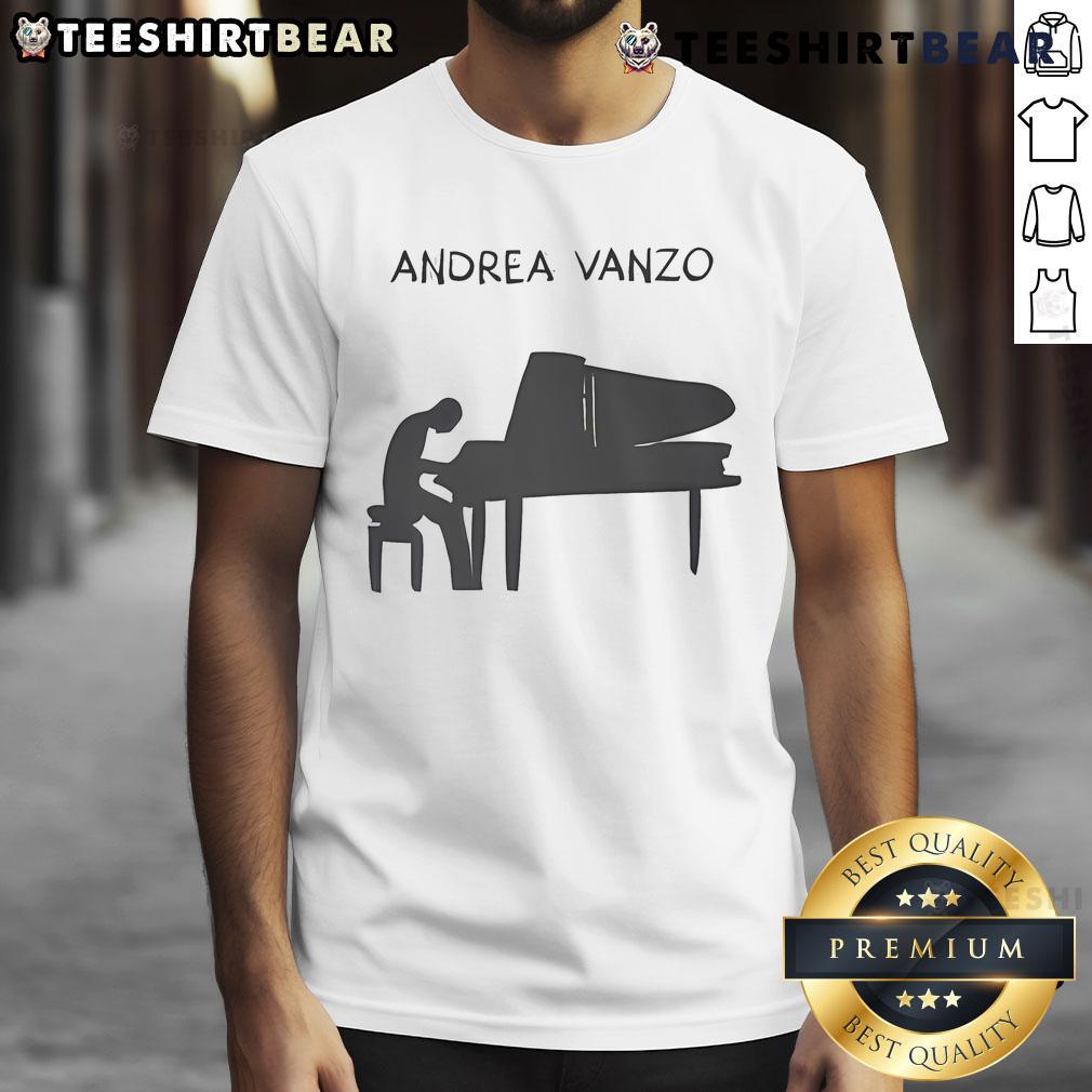 Top Andrea Vanzo Eco Piano T-Shirt featuring eco-friendly fabric and stylish piano graphic design.