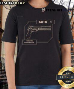 Stylish Top Cinematic Gun Auto Ladies Tee featuring a bold graphic design, perfect for movie lovers and fashion enthusiasts.
