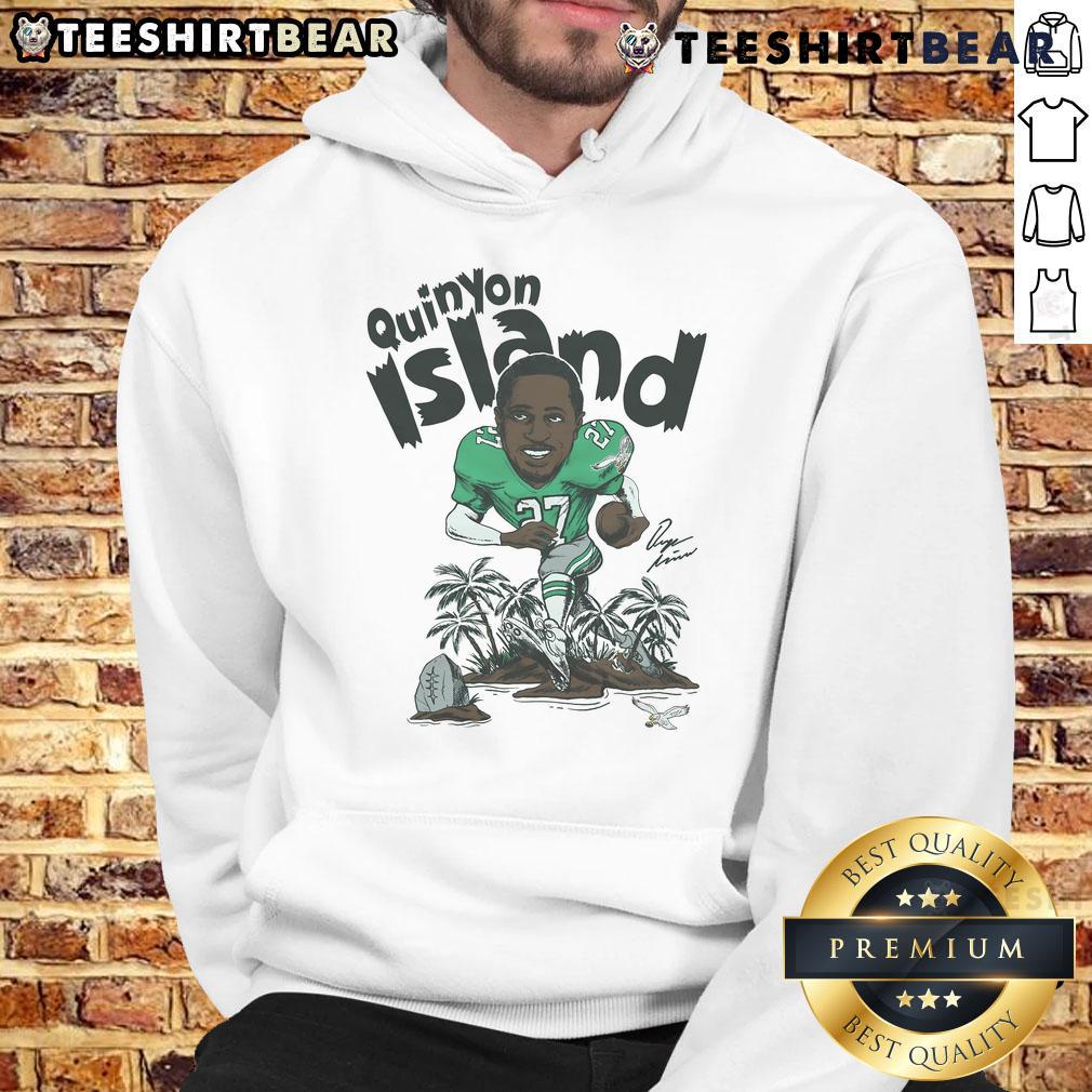 Top Eagles Quinyon Mitchell Signature Hoodie in navy blue, showcasing team pride and stylish design for fans.