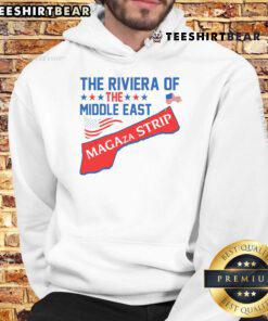 Top Gaza Strip hoodie featuring American flag design and map, perfect for patriotic fashion and unique style.