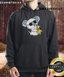 Alt Text: Koala playing saxophone in a hoodie, showcasing a fun band member vibe with musical energy and style.