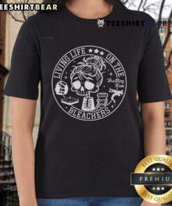 Top Living Life on the Bleachers Skeleton Coffee Wrestling Mom Ladies Tee design for fun and spirited moms.