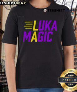 Top Luka Magic Lakers Number 77 2025 Ladies Tee featuring vibrant design and comfortable fit for fans.