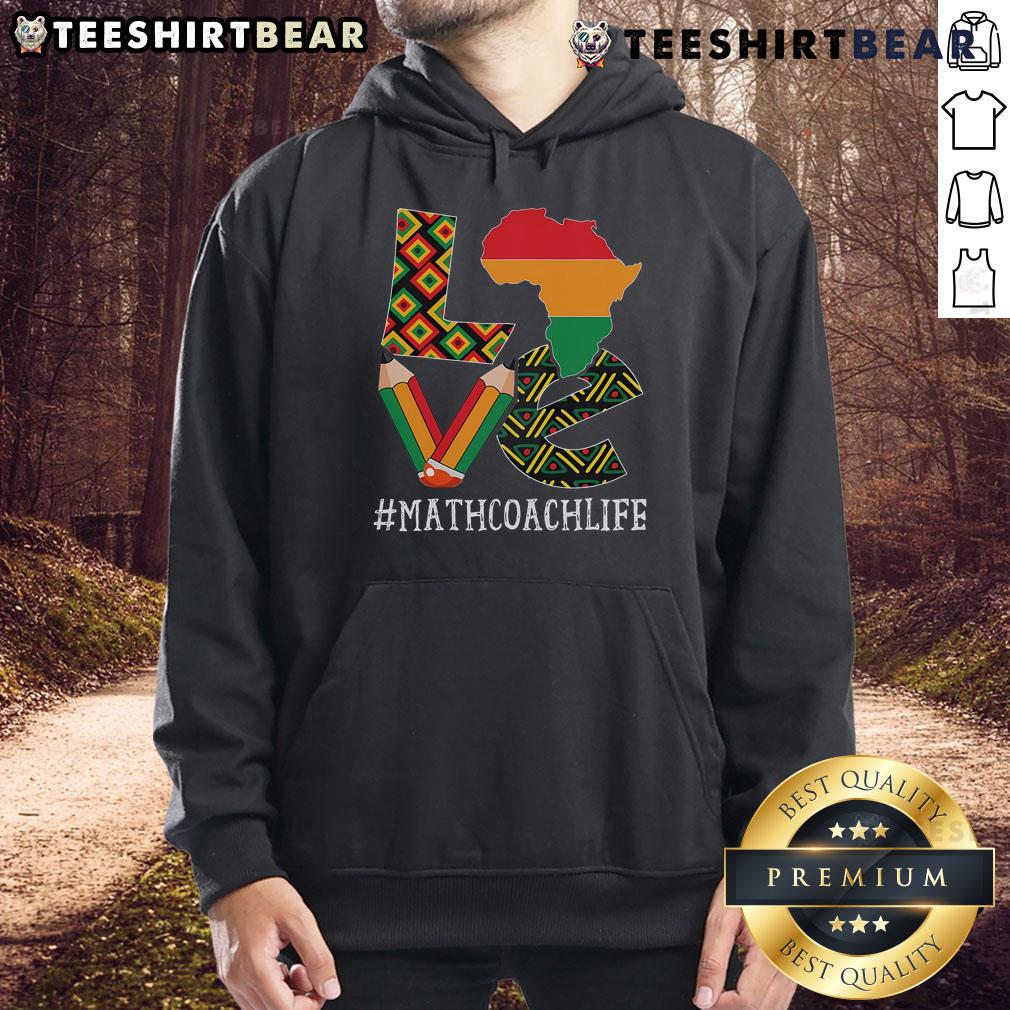Top Math Coach Love Map hoodie celebrating Black History Month with vibrant African American designs.