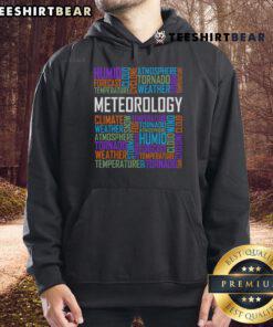 Stylish hoodie featuring top meteorology words for weather forecast enthusiasts and meteorologists.