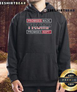 Alt Text: Pro-Trump hoodie featuring 'Top Promises Made, Promises Kept' slogan, perfect for supporters of Trump's agenda.