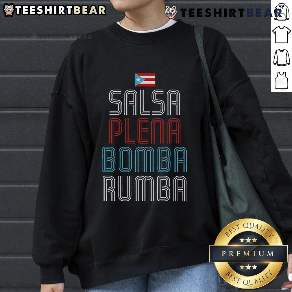 Cozy sweatshirt featuring the Puerto Rico flag, perfect for fans of salsa, plena, bomba, and rumba music.