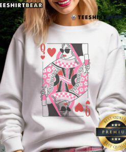 Top Queen of Hearts Champagne Lover Valentine's Day Sweatshirt featuring a playful heart design and cozy fit.