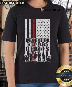 Top Remember Our Fallen Heroes Ladies Tee featuring a patriotic design honoring brave service members.
