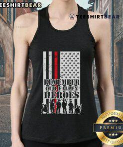 Top-Remember-Our-Fallen-Heroes tank top featuring a patriotic design honoring fallen heroes in red, white, and blue.