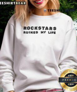 Alt Text: Stylish Top Tara Yummy Rockstars Ruined My Life sweatshirt featuring bold lettering and a trendy design on a model.