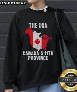 Cozy Top The USA Canada's 11th Province sweatshirt featuring a stylish design for proud Canadians and USA enthusiasts.