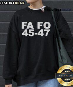 Top Trump FA FO 45-47 sweatshirt featuring bold design and colors, perfect for fans of political apparel.
