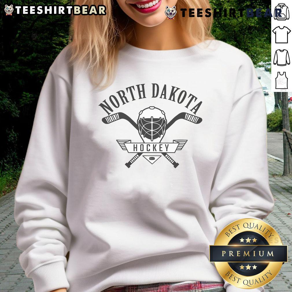 Awesome Classic North Dakota Hockey Sweatshirt in navy blue, featuring a vintage hockey design and comfortable fit.