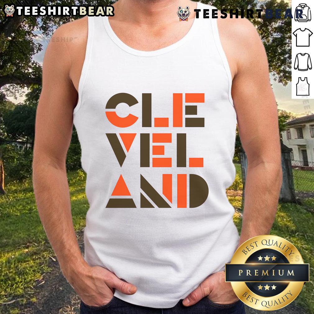 Modern geometric tank top featuring a Cleveland Ohio baseball design, perfect for sports fans and summer wear.