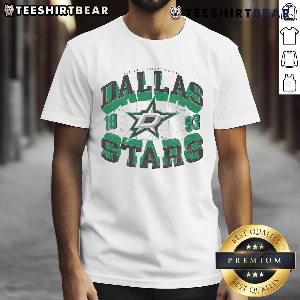 Awesome Dallas Stars Rink Arched Wordmark T-Shirt featuring a bold logo perfect for hockey fans and casual wear.