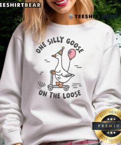 Alt Text: Awesome funny silly goose on the loose sweatshirt featuring a playful goose design for quirky fashion lovers.