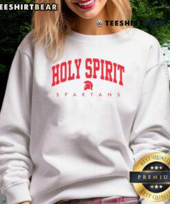 Awesome Holy Spirit Spartans logo sweatshirt featuring vibrant colors and a sporty design, perfect for fans and casual wear.