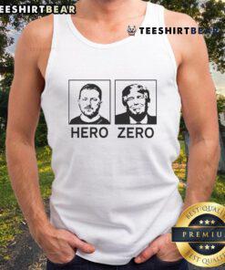 Ukrainian hero portrait tank top featuring 'I Stand With Ukraine' design and Zelensky and Trump illustrations.