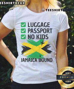Stylish 'Awesome Jamaican Travel Vacation' ladies tee showcasing vibrant colors, perfect for Jamaica-bound adventures.