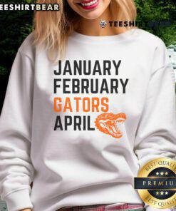 Alt Text: Stylish Awesome January February Gator April Sweatshirt featuring a vibrant gator design, perfect for casual wear.