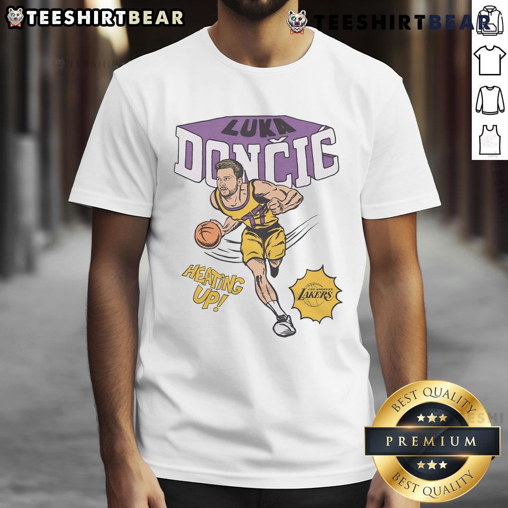 Awesome Los Angeles Lakers comic book design featuring Luka Doncic on a stylish T-shirt for basketball fans.