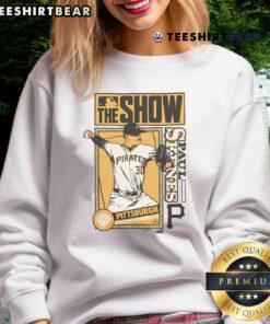 Awesome MLB The Show Pirates Paul Skenes sweatshirt featuring team colors and logo, perfect for fans.